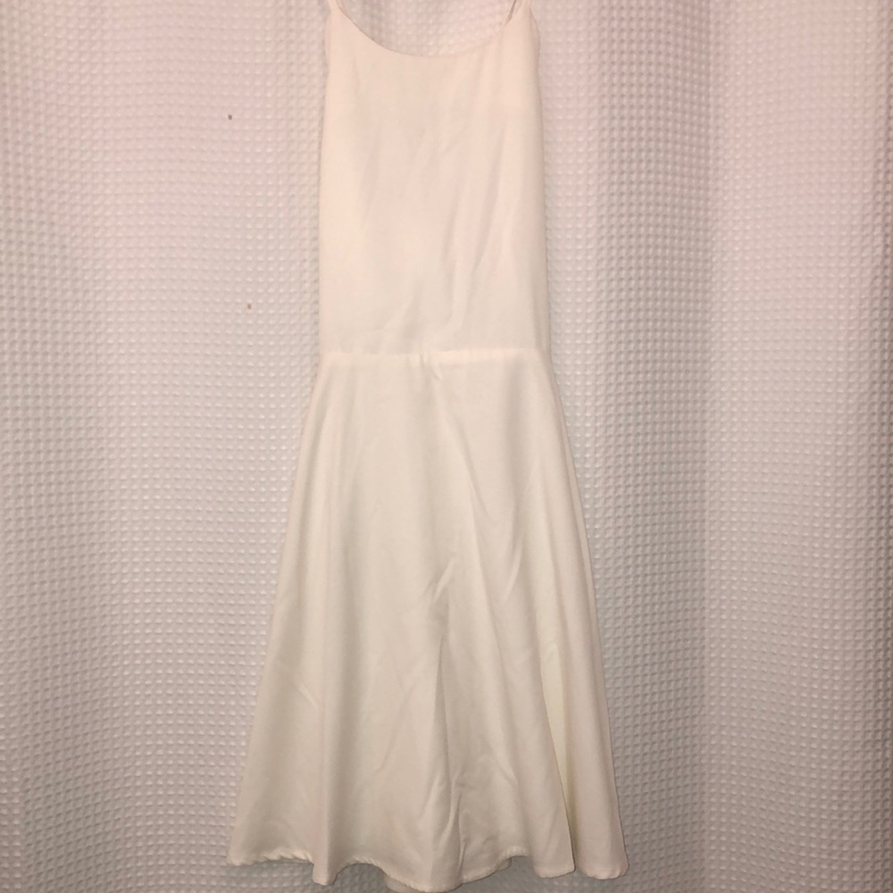 White scalloped tie dress